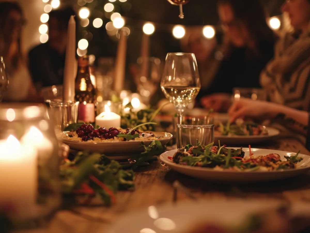 Elegant outdoor wedding reception table with floral arches and candles